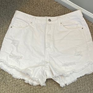 Women's High-Rise Frayed Hem Jean Shorts - Wild Fable™